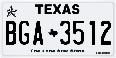 TX license plate BGA3512
