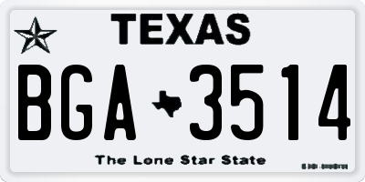 TX license plate BGA3514