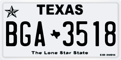 TX license plate BGA3518