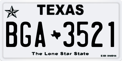 TX license plate BGA3521