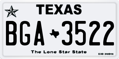 TX license plate BGA3522