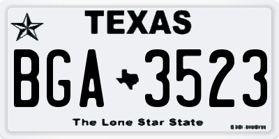 TX license plate BGA3523