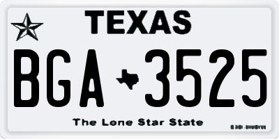 TX license plate BGA3525