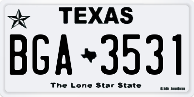 TX license plate BGA3531