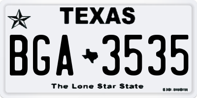 TX license plate BGA3535
