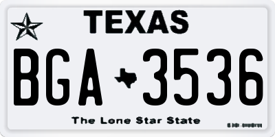 TX license plate BGA3536
