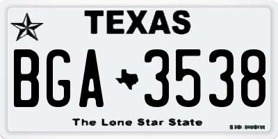 TX license plate BGA3538