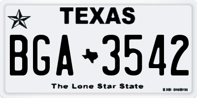 TX license plate BGA3542