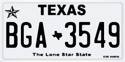 TX license plate BGA3549