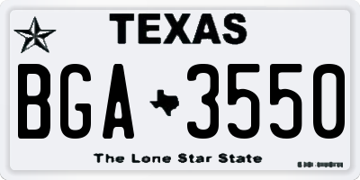 TX license plate BGA3550
