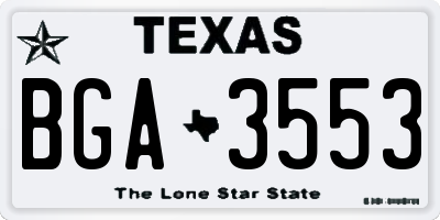 TX license plate BGA3553