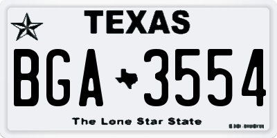 TX license plate BGA3554