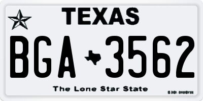 TX license plate BGA3562