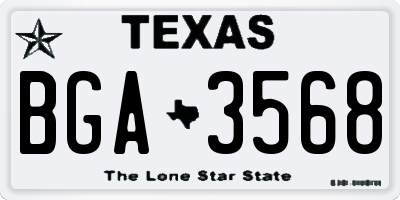 TX license plate BGA3568