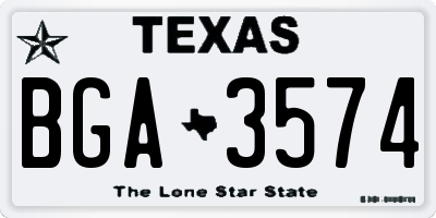 TX license plate BGA3574