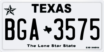 TX license plate BGA3575