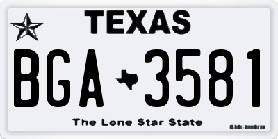 TX license plate BGA3581