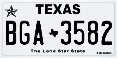 TX license plate BGA3582