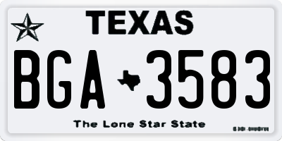 TX license plate BGA3583