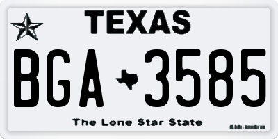 TX license plate BGA3585