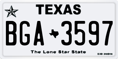TX license plate BGA3597