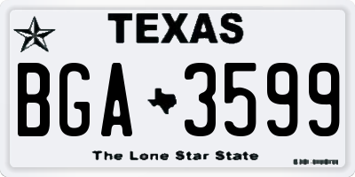 TX license plate BGA3599