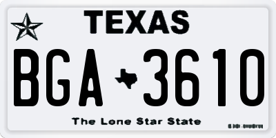 TX license plate BGA3610