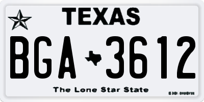 TX license plate BGA3612