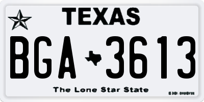 TX license plate BGA3613