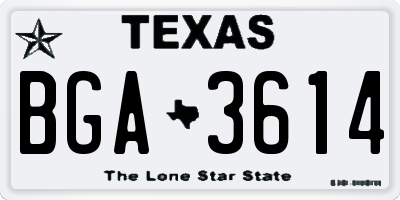 TX license plate BGA3614