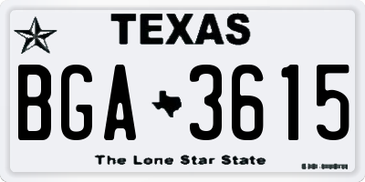 TX license plate BGA3615