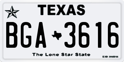 TX license plate BGA3616