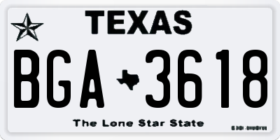 TX license plate BGA3618