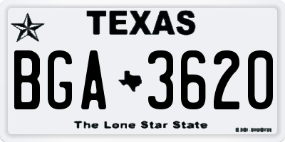 TX license plate BGA3620