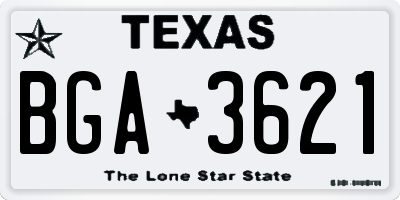 TX license plate BGA3621
