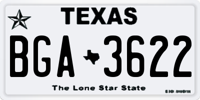 TX license plate BGA3622