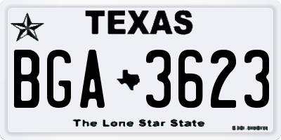 TX license plate BGA3623