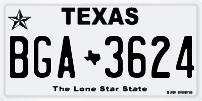 TX license plate BGA3624