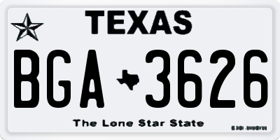 TX license plate BGA3626