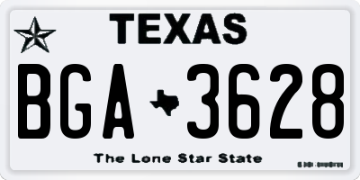 TX license plate BGA3628