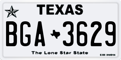 TX license plate BGA3629