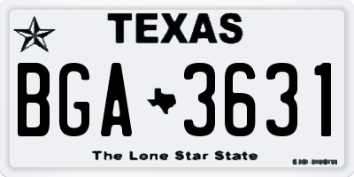 TX license plate BGA3631