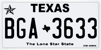 TX license plate BGA3633