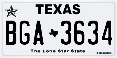 TX license plate BGA3634