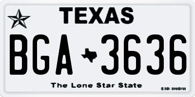 TX license plate BGA3636