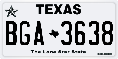 TX license plate BGA3638