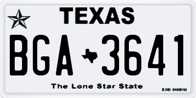 TX license plate BGA3641