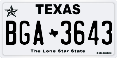 TX license plate BGA3643