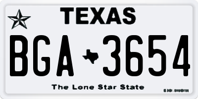 TX license plate BGA3654