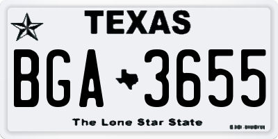 TX license plate BGA3655